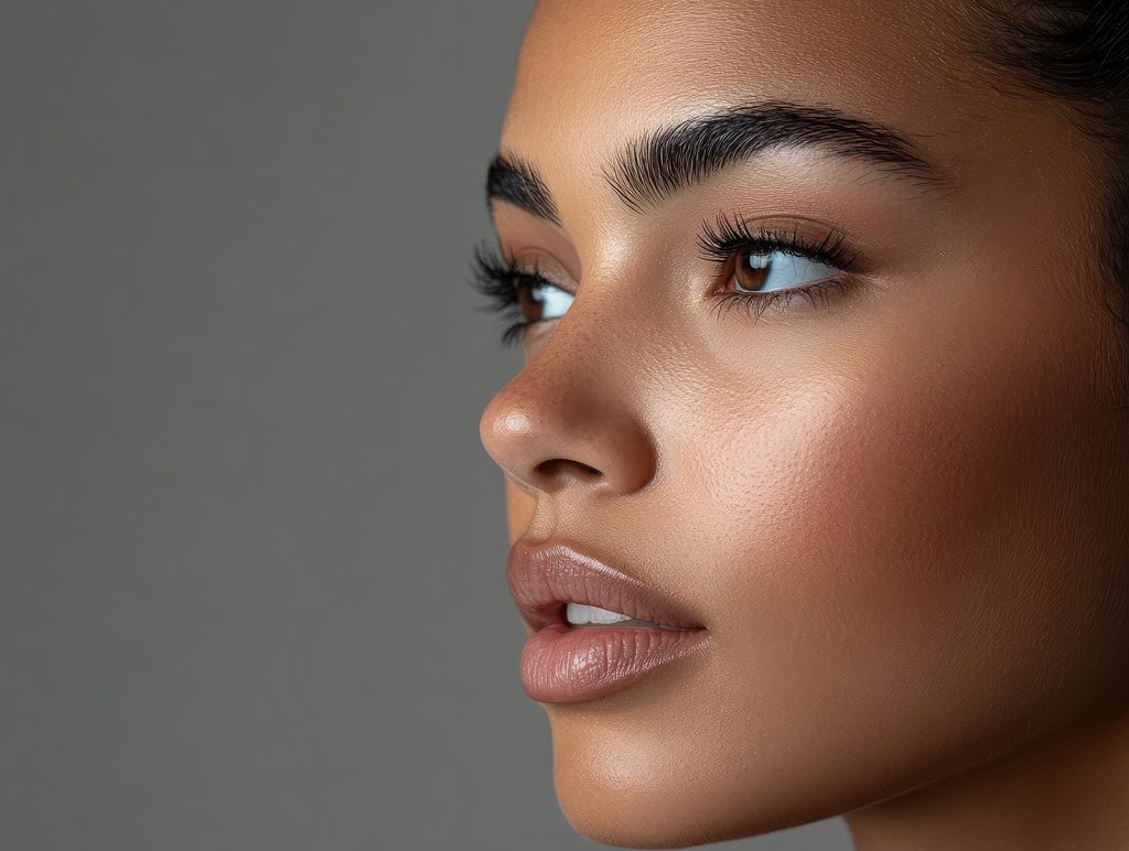 A woman with a close-up of her profile displaying the nose befor rhinoplasty to improve breathing